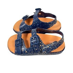 Mini Melissa Toddler Sandals Size 11 Navy Blue Orange Speckled Buckle‎